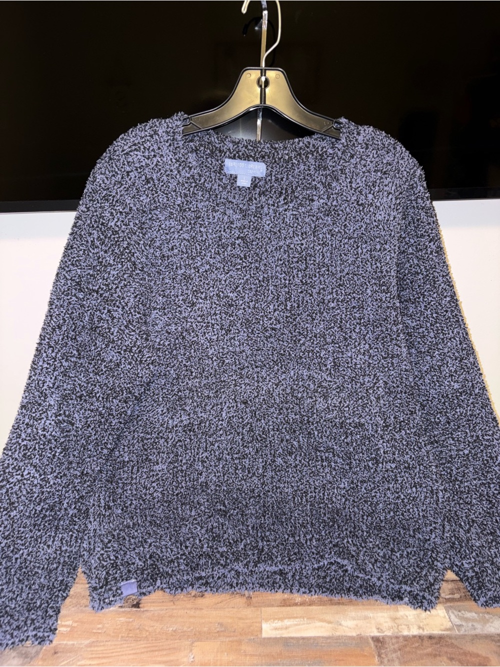 Barefoot Dreams Charcoal Shag Knit Crewneck Sweater